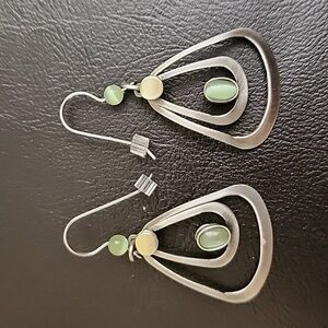 Christophe Poly green stone earrings, NWOT!